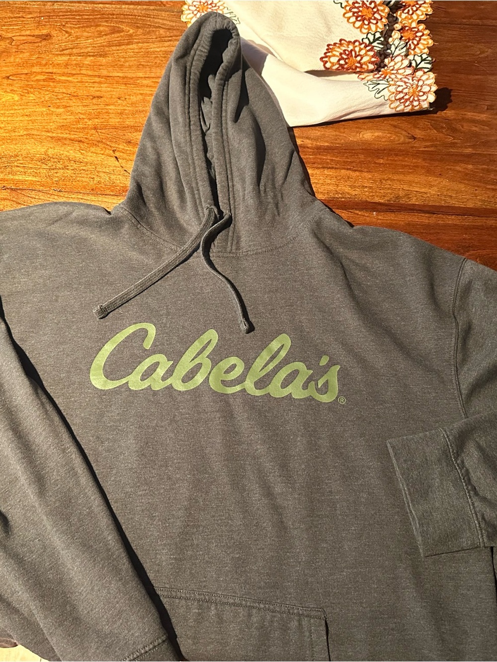 Cabela's Men's Dark Gray Hoodie with Green Logo